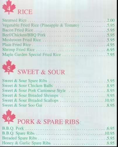 Maple Garden Chinese Restaurant - Vaughan, ON menu_pic