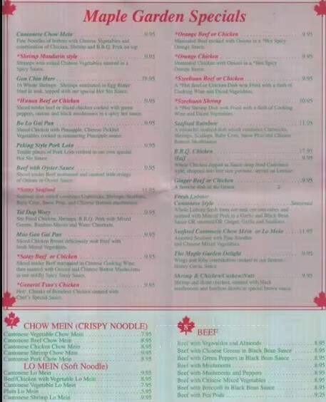Maple Garden Chinese Restaurant - Vaughan, ON menu_pic