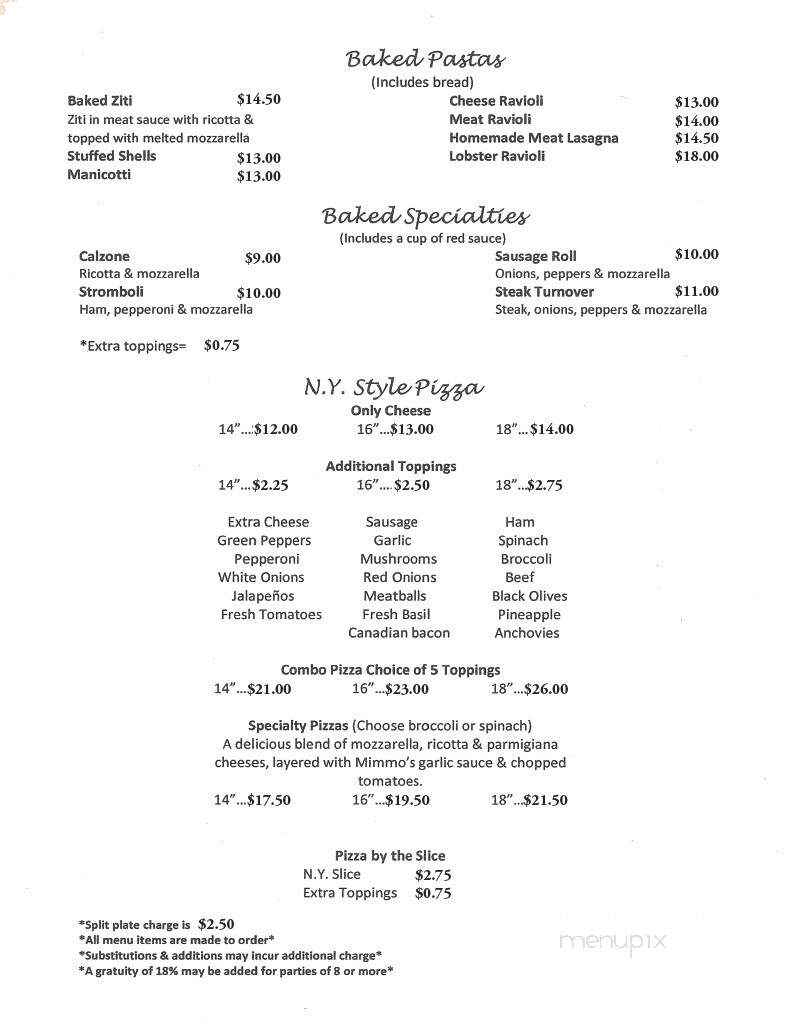 Mimmo's Pizza & Pasta - Goldsboro, NC menu_pic