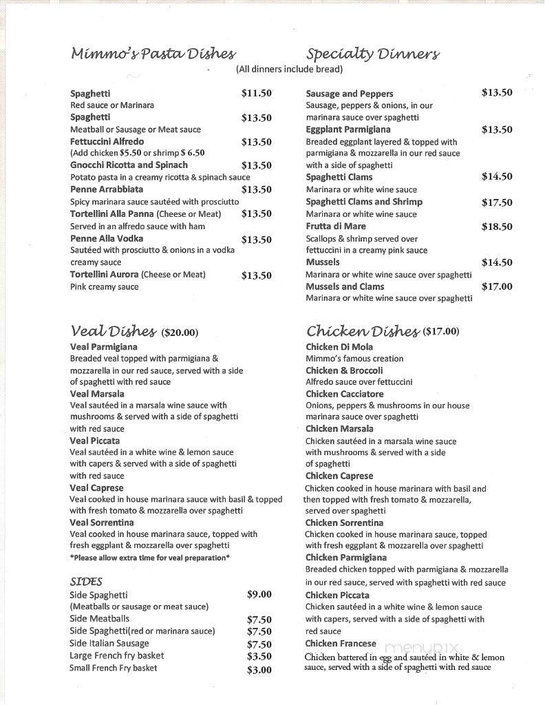 Mimmo's Pizza & Pasta - Goldsboro, NC menu_pic