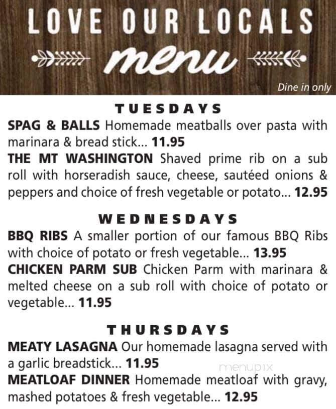 Red Parka Steakhouse & Pub - Glen, NH menu_pic