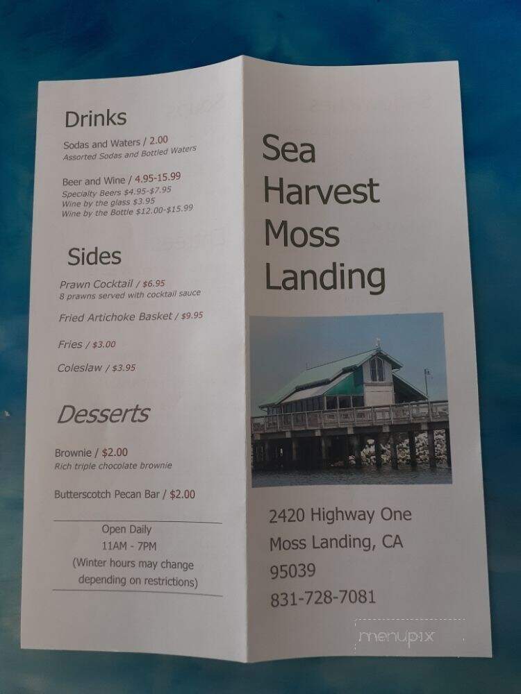 Sea Harvest Fish Market - Moss Landing, CA menu_pic