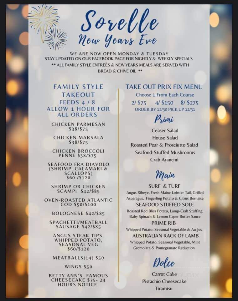 Sorelle Bar & Grill - Abington, MA menu_pic