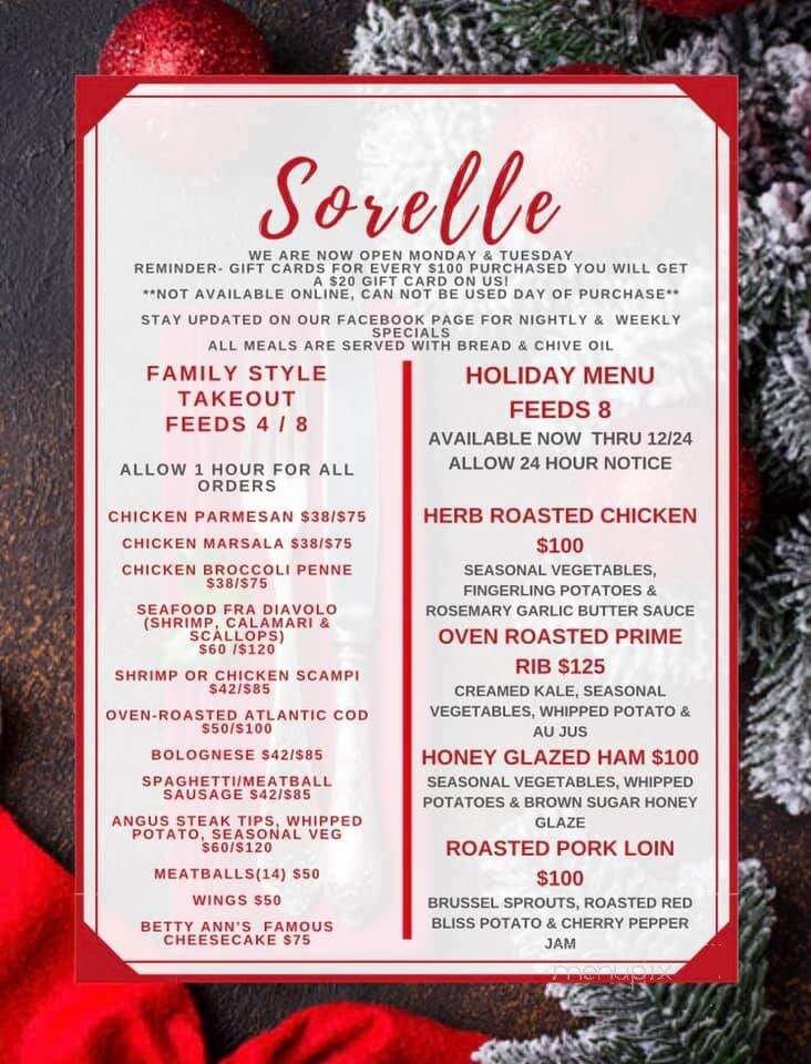 Sorelle Bar & Grill - Abington, MA menu_pic
