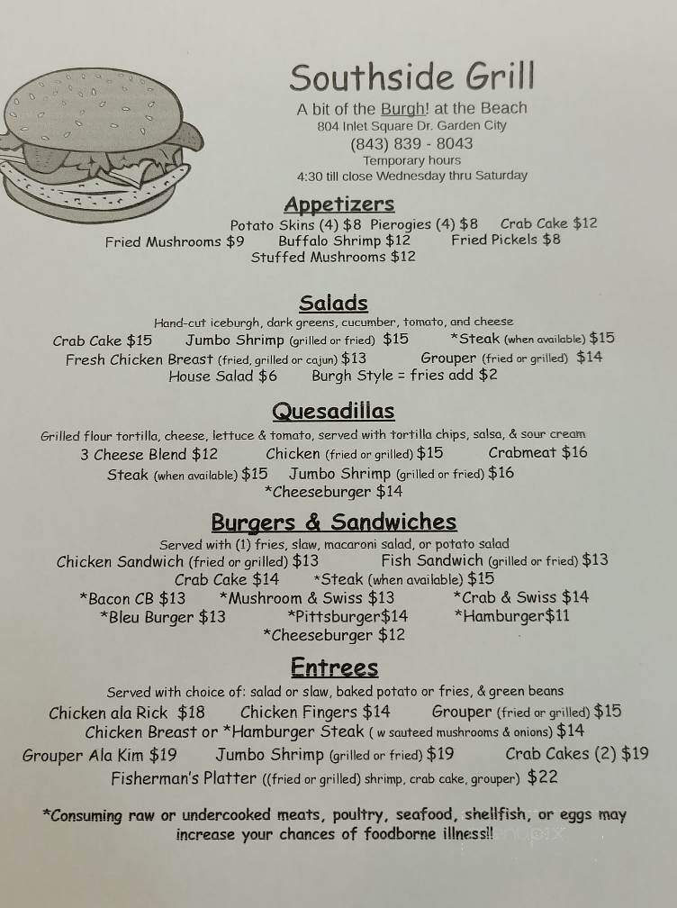 Southside Pattys - Murrells Inlet, SC menu_pic