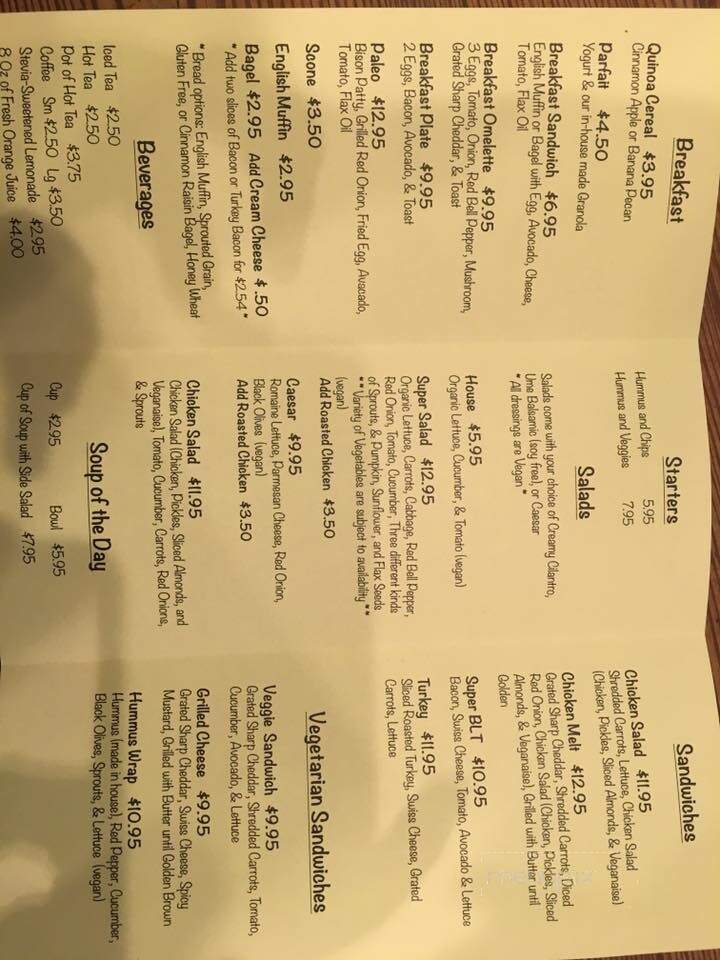 Springs of Life Cafe - Covington, LA menu_pic