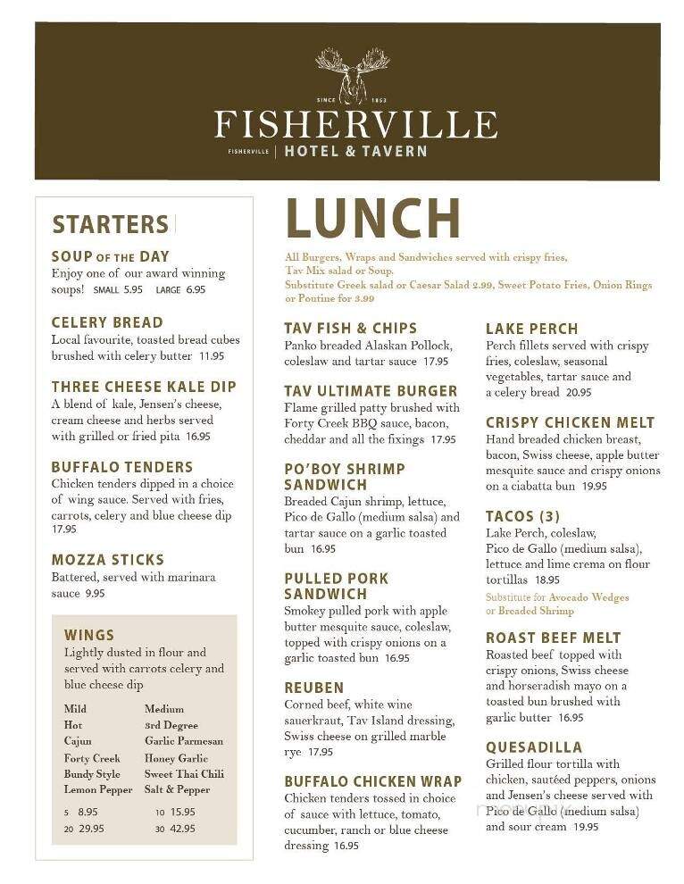 Fisherville Hotel & Tavern - Fisherville, ON menu_pic
