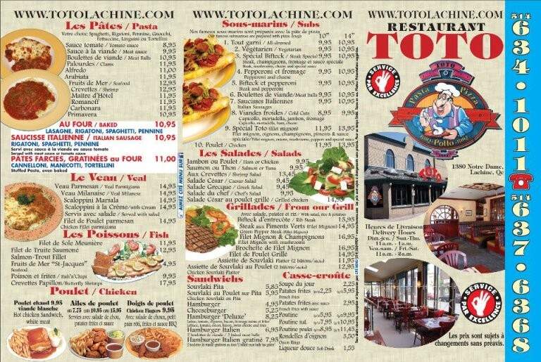 Restaurant Toto Pizzeria Lachine - Montreal, QC menu_pic