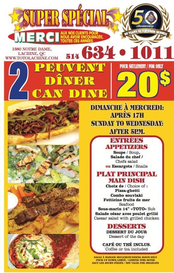 Restaurant Toto Pizzeria Lachine - Montreal, QC menu_pic