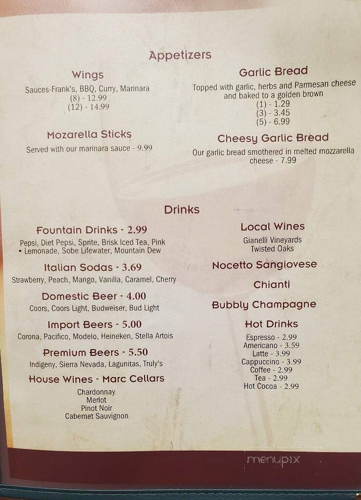 Viney's Italian Kitchen - Sonora, CA menu_pic