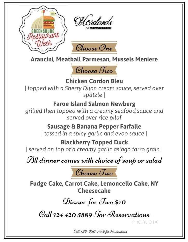 Morelands At Waterworks - Greensburg, PA menu_pic