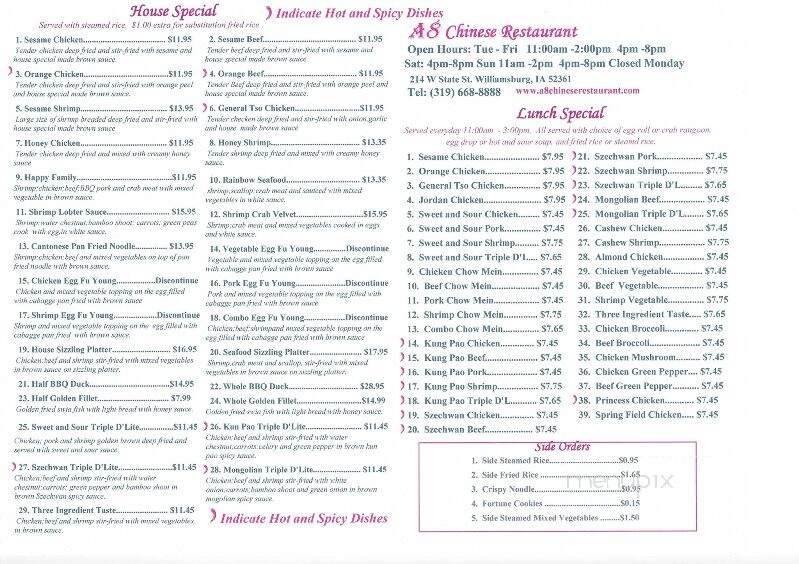 A 8 Chinese - Williamsburg, IA menu_pic