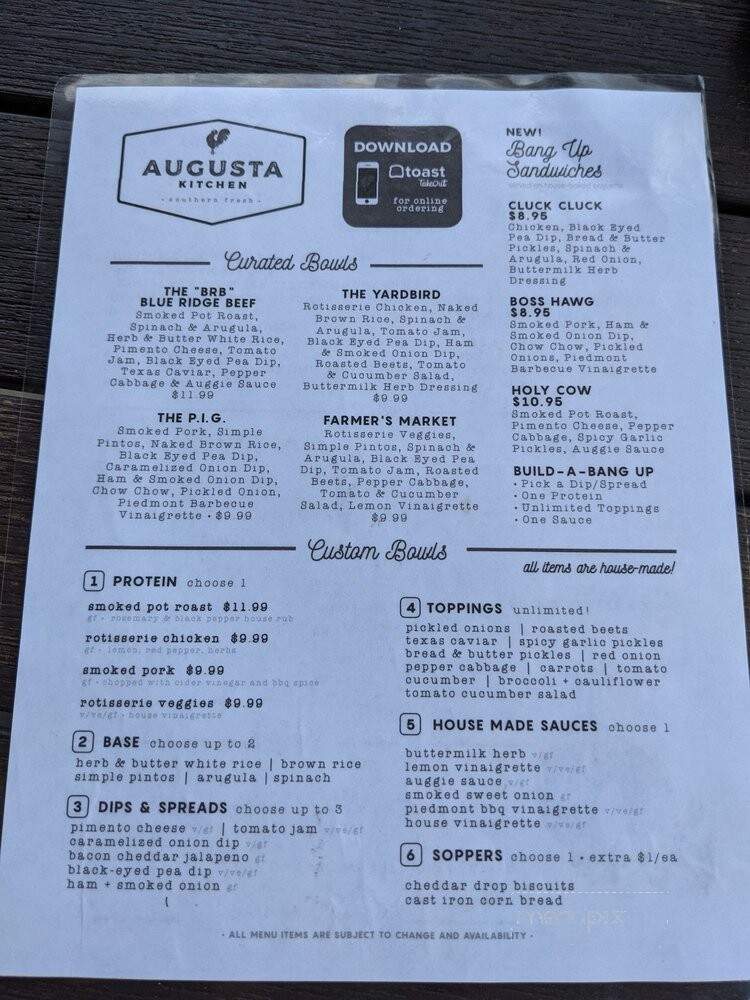 Augusta Kitchen - Fishersville, VA menu_pic