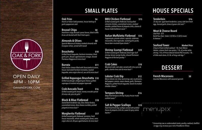 Oak & Fork - Maricopa, AZ menu_pic