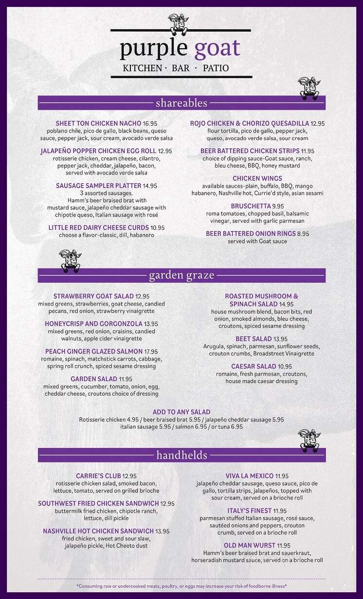The Purple Goat - Rochester, MN menu_pic