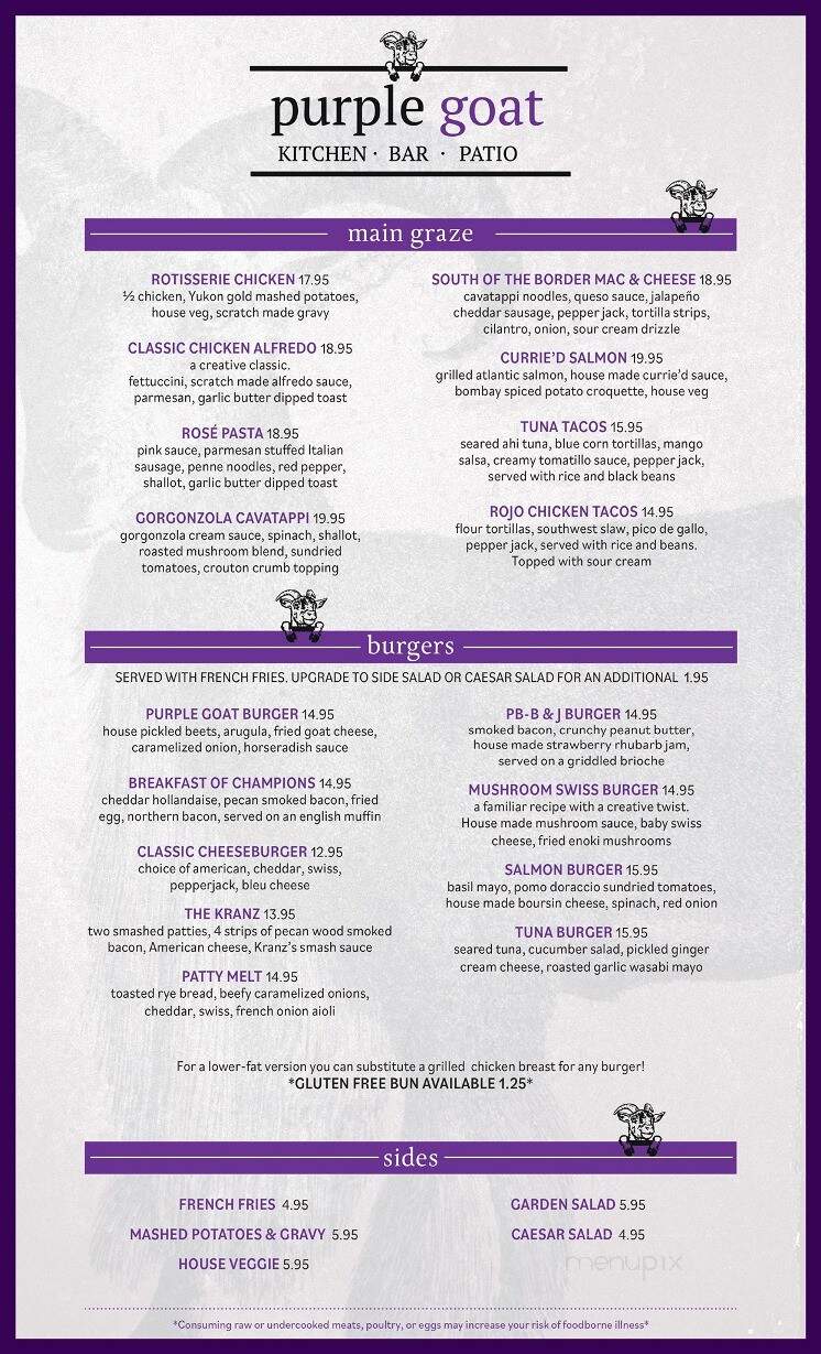 The Purple Goat - Rochester, MN menu_pic