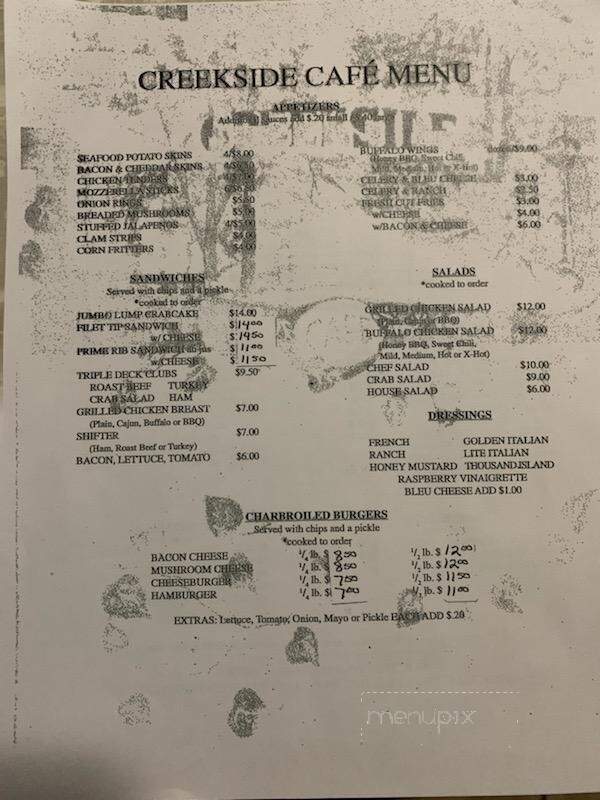 Creekside Cafe - Columbia, PA menu_pic