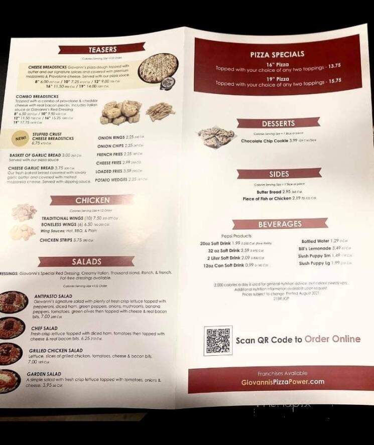 Giovanni's Pizza - North Matewan, WV menu_pic