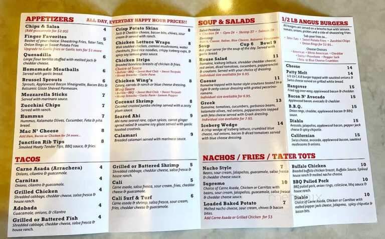 Junction 52 Bar & Grill - Santee, CA menu_pic