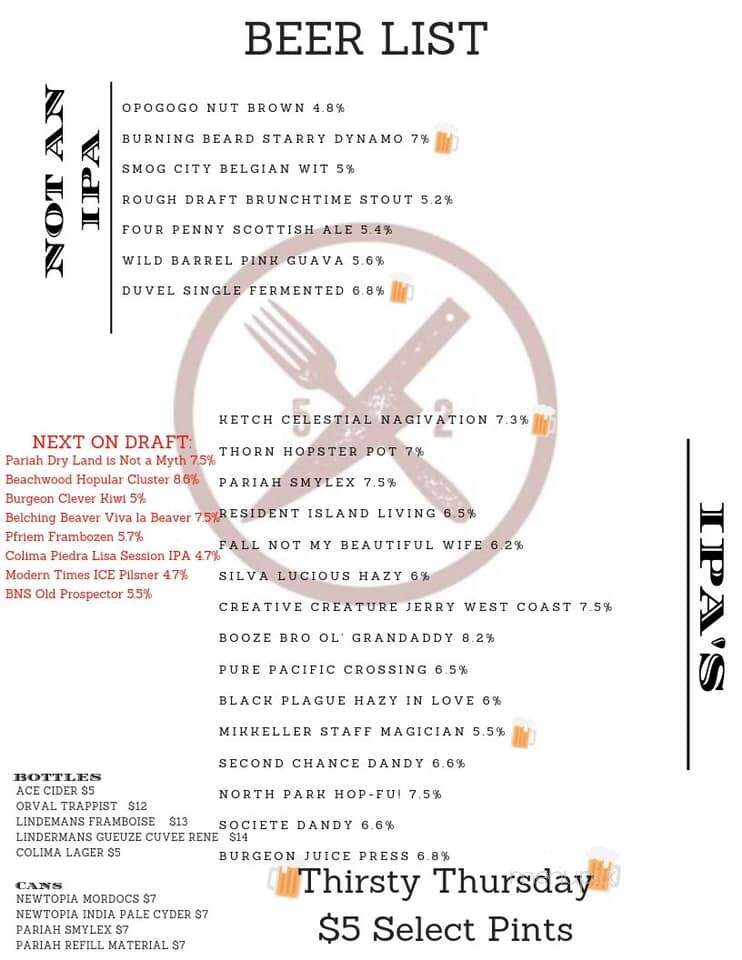 Junction 52 Bar & Grill - Santee, CA menu_pic