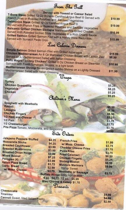 Menu Of La Bella Italia In Gettysburg PA 17325