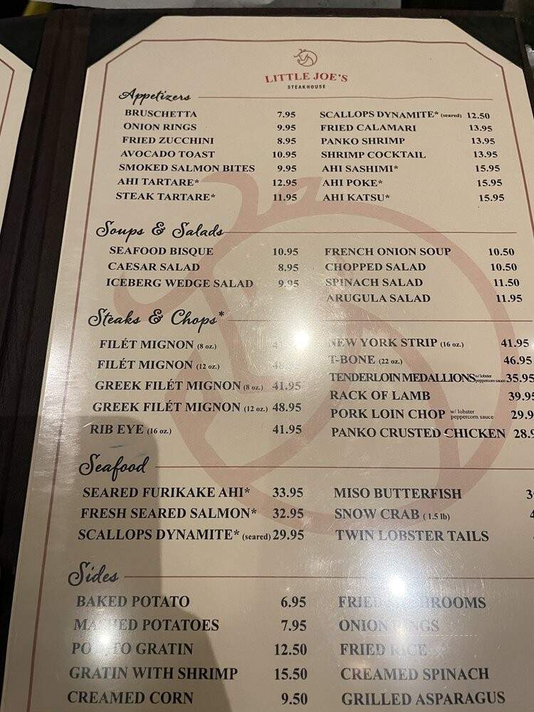 Little Joe's Steakhouse - Honolulu, HI menu_pic