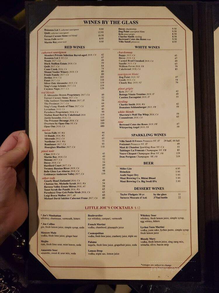 Little Joe's Steakhouse - Honolulu, HI menu_pic
