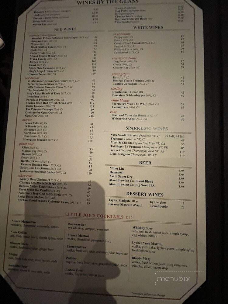 Little Joe's Steakhouse - Honolulu, HI menu_pic