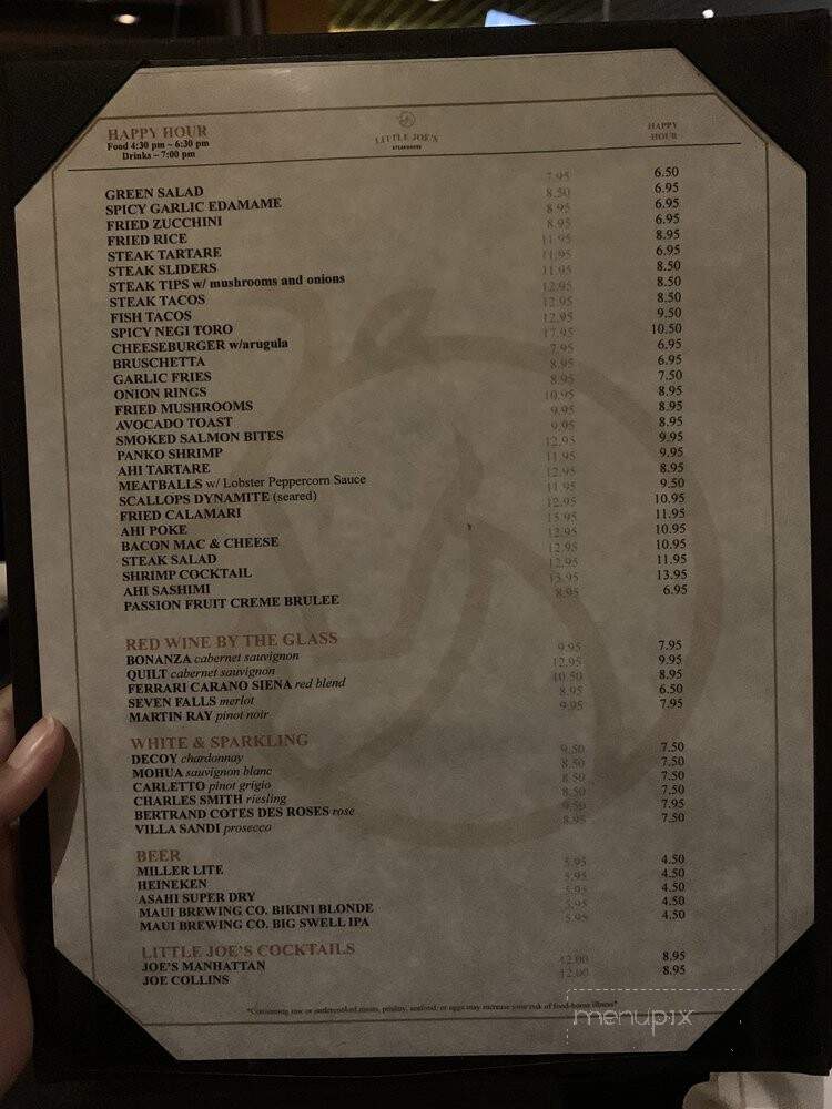 Little Joe's Steakhouse - Honolulu, HI menu_pic