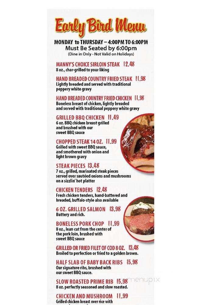 Manny's Original Chophouse - Lake Wales, FL menu_pic