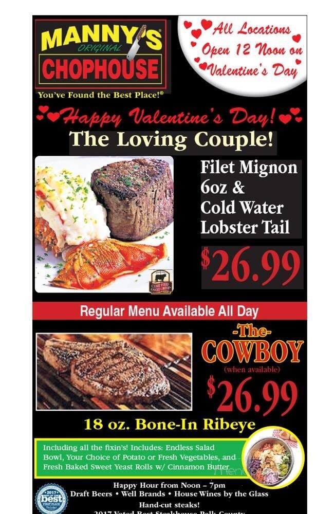 Manny's Original Chophouse - Lake Wales, FL menu_pic