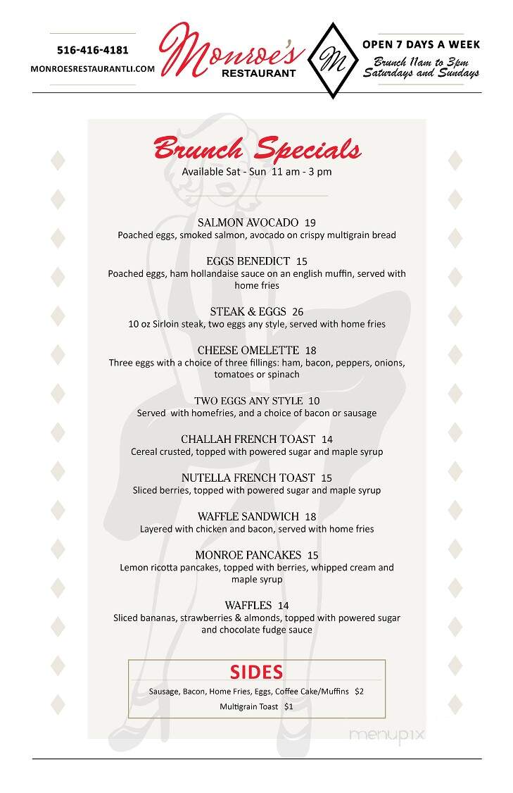 Monroe's - Westbury, NY menu_pic