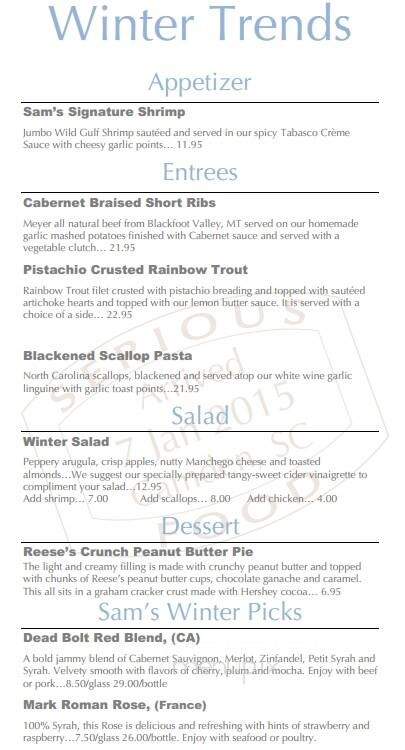 Sam Kendall's - Camden, SC menu_pic