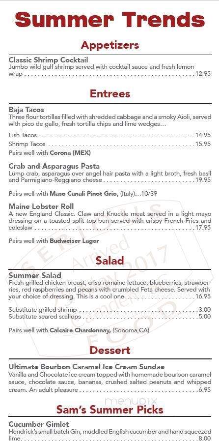 Sam Kendall's - Camden, SC menu_pic