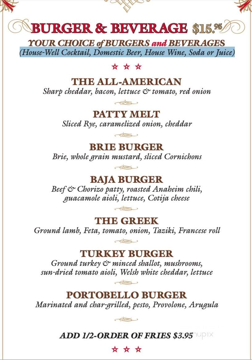 Shadowbrook Restaurant - Capitola, CA menu_pic