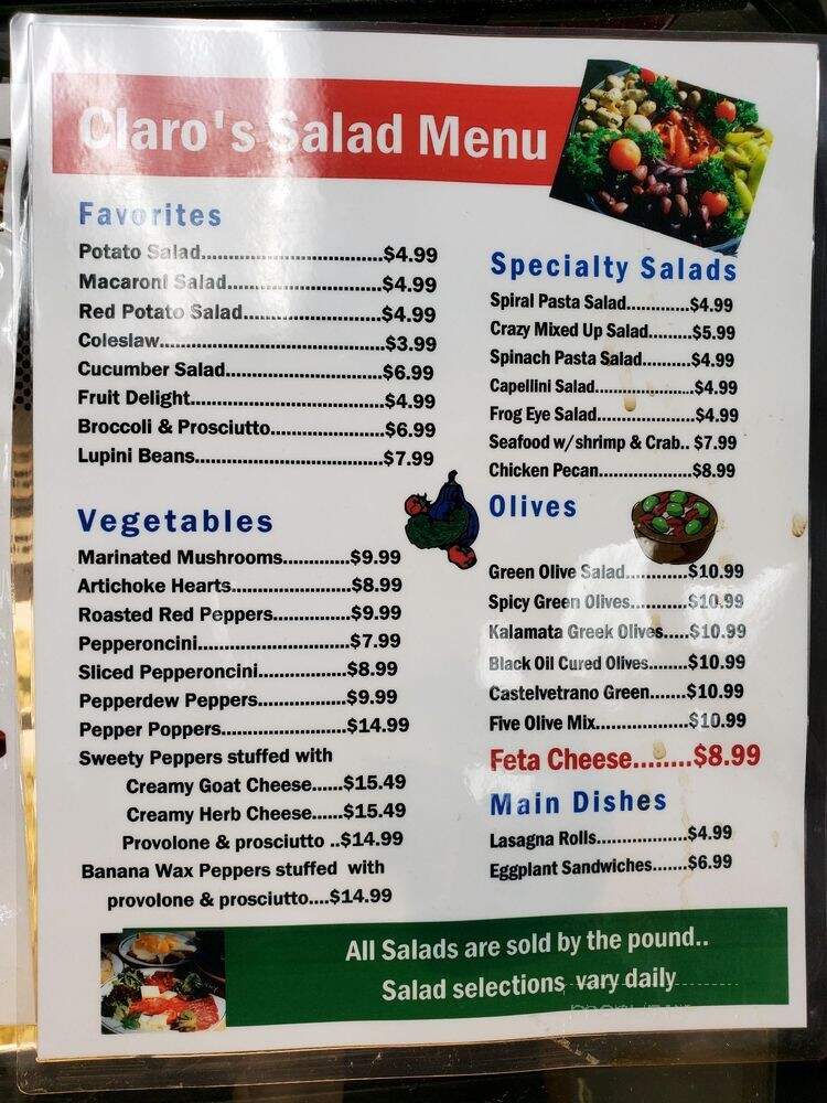 Claro's Italian Markets - Upland, CA menu_pic