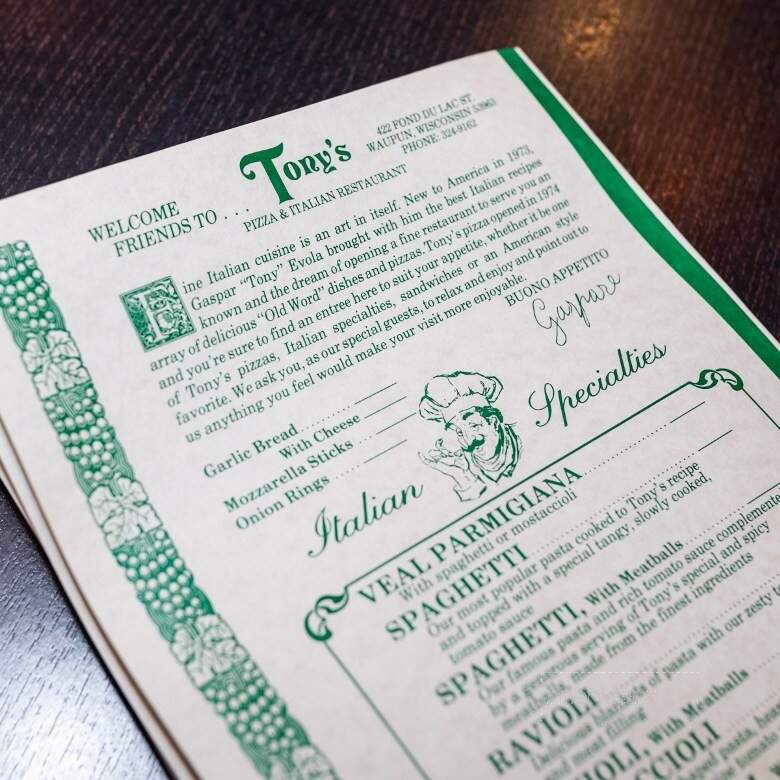 Tony's Pizza - Waupun, WI menu_pic
