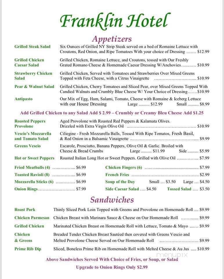 Franklin Hotel - Rome, NY menu_pic