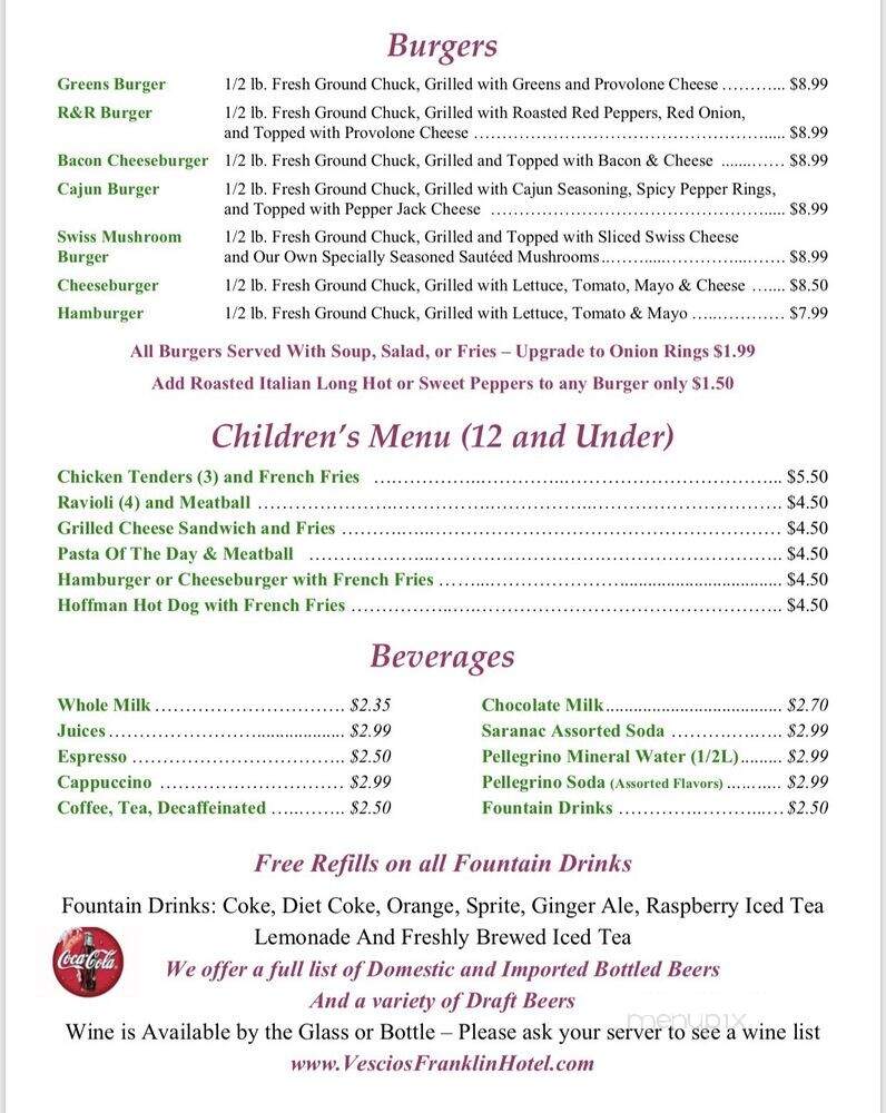 Franklin Hotel - Rome, NY menu_pic