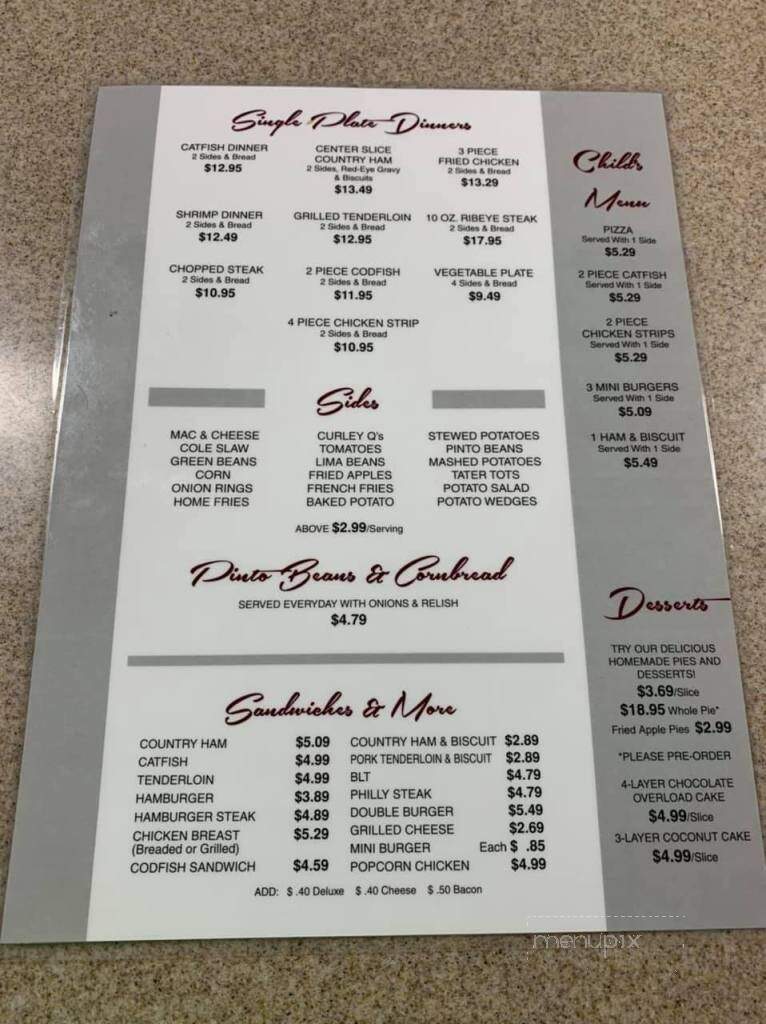 Lighthouse Restaurant - Sulphur Well, KY menu_pic