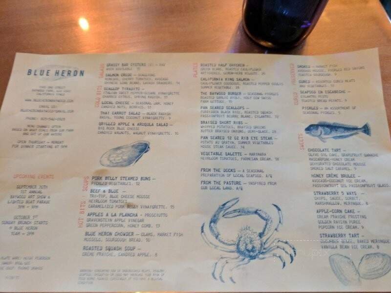 Blue Heron - Baywood-Los Osos, CA menu_pic