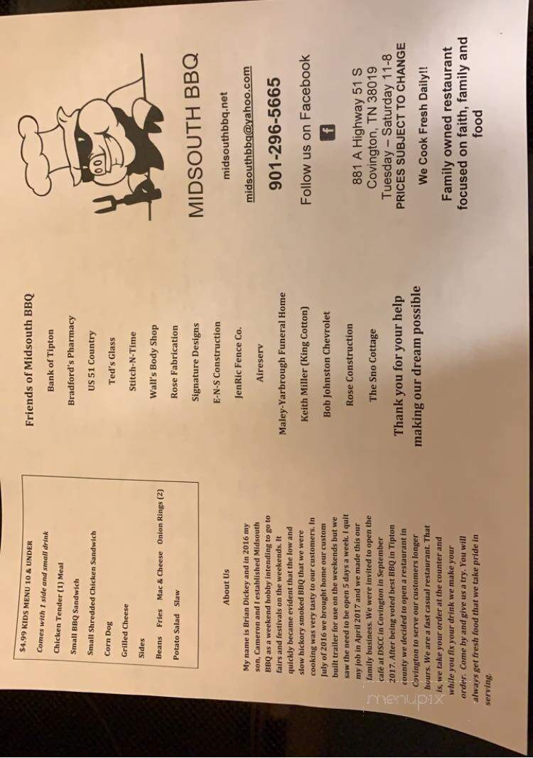 MidSouth BBQ - Covington, TN menu_pic