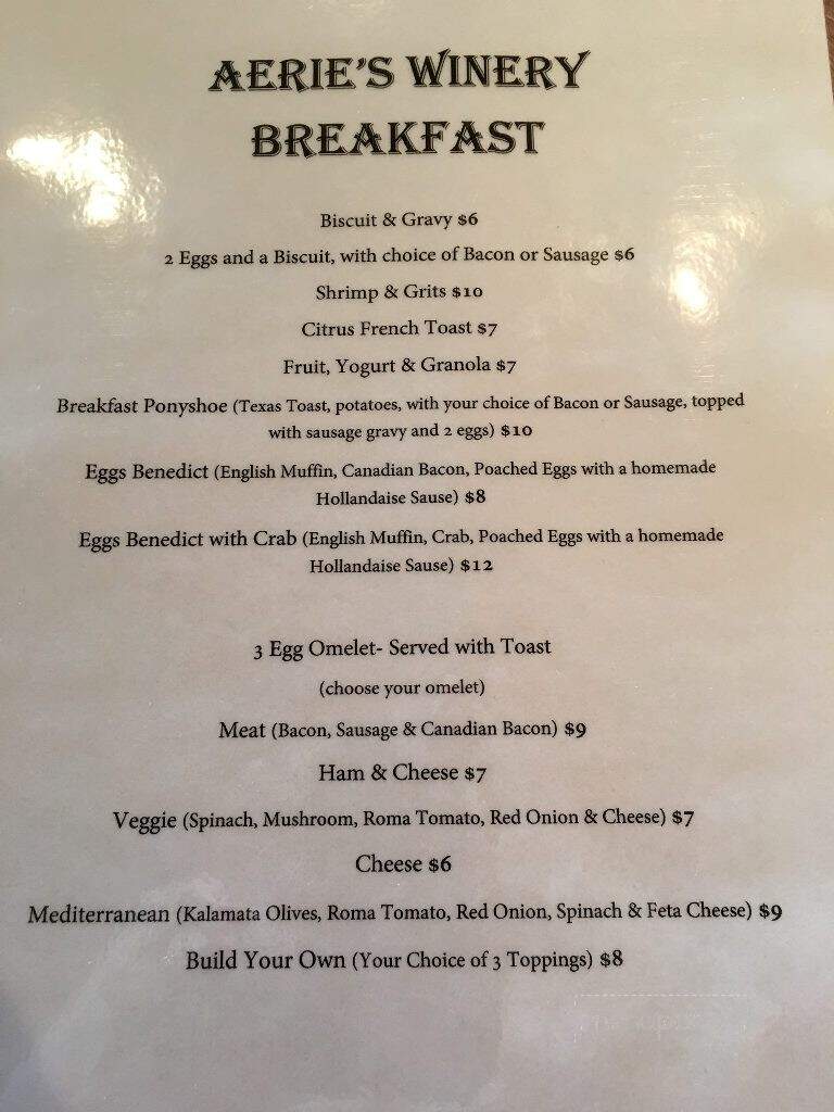 Aerie's Winery - Grafton, IL menu_pic