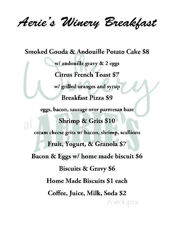 Aerie's Winery - Grafton, IL menu_pic