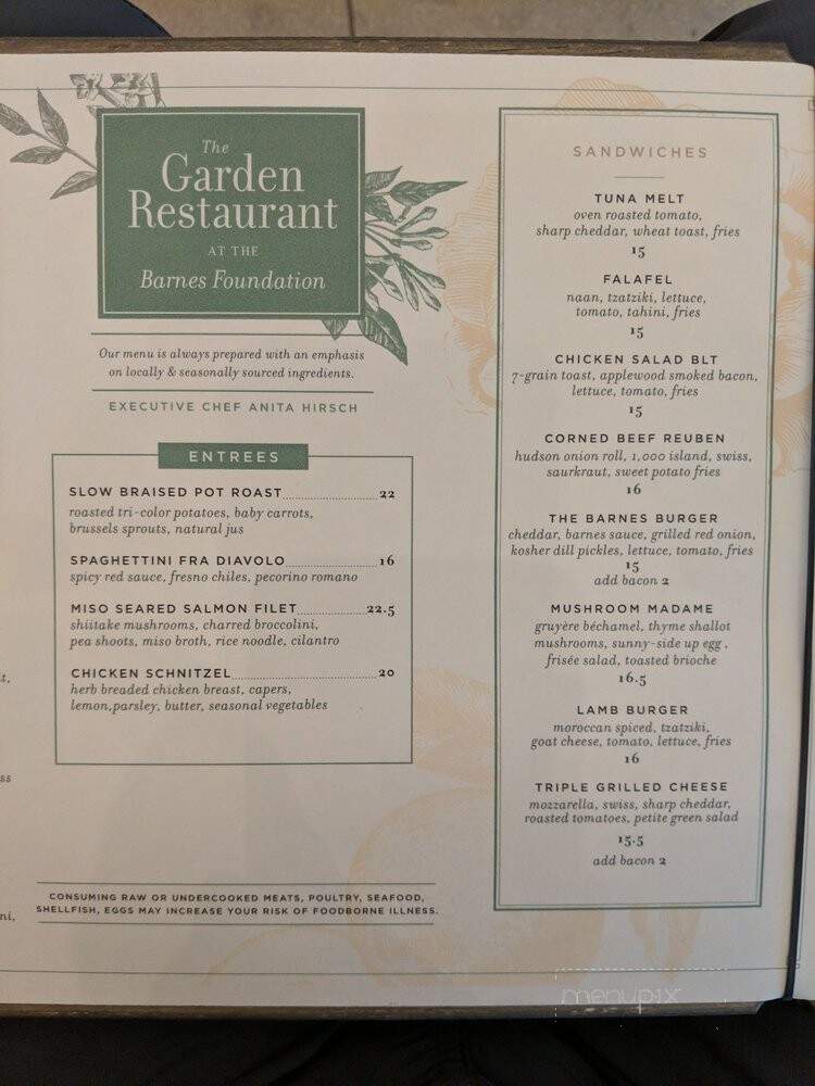 Garden Restaurant at the Barnes Foundation - Philadelphia, PA menu_pic