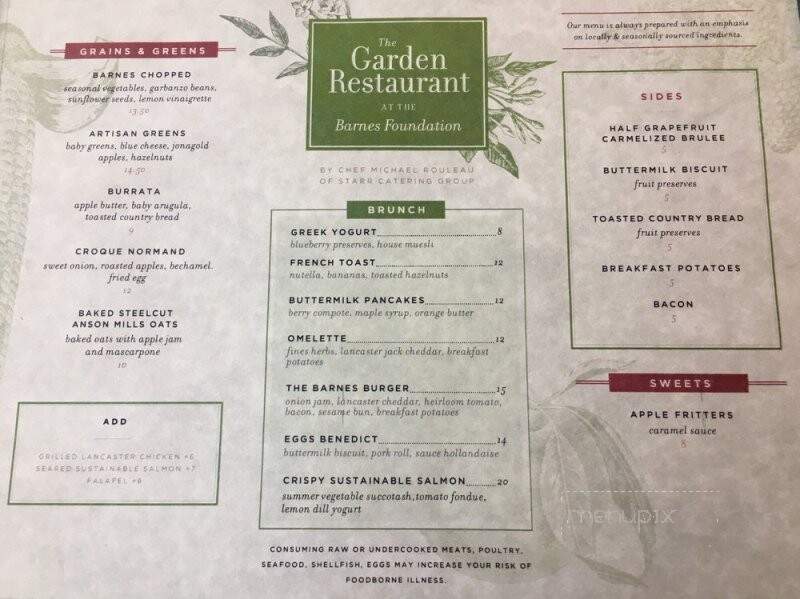 Garden Restaurant at the Barnes Foundation - Philadelphia, PA menu_pic