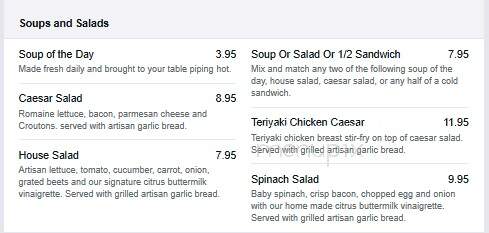 Casino Regina - The Last Spike - Regina, SK menu_pic