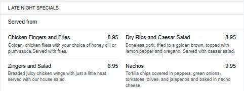 Casino Regina - The Last Spike - Regina, SK menu_pic