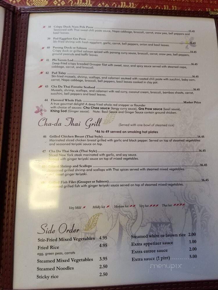 Cha-Da Thai - Winston Salem, NC menu_pic