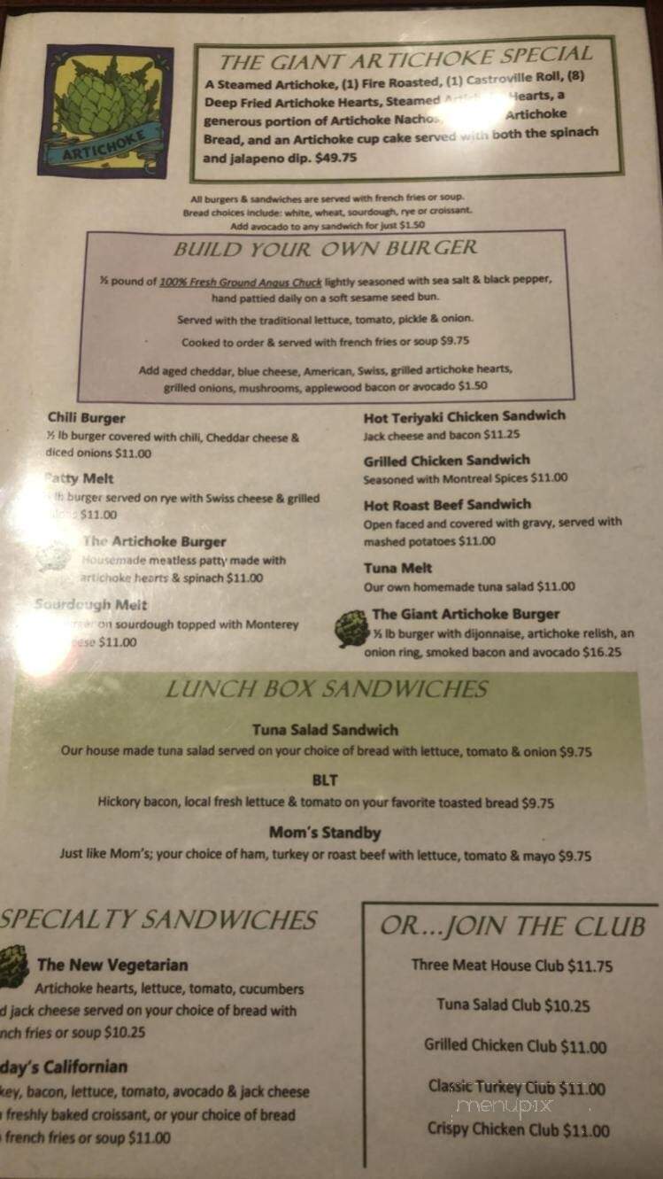 Giant Artichoke Deli & Wine - Castroville, CA menu_pic